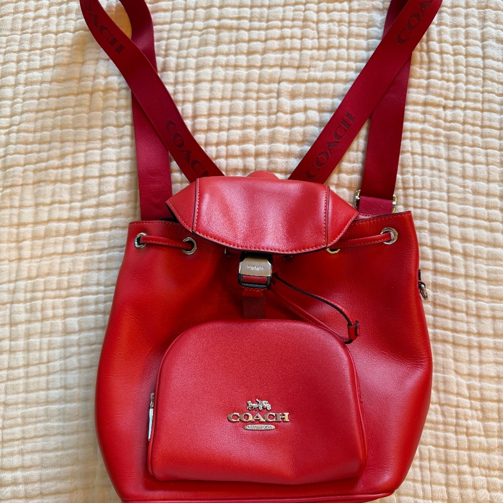 Coach backpack purse red leather NWT